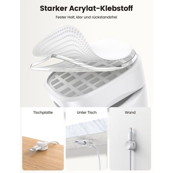 [6 Stück] Lamicall Kabelhalter Kabelclips, Kabel Organizer - [Einhand-Bedienung] Feder Kabelklemmen Selbstklebend, Kabelorganizer für Schreibtisch/Wand, Kabelmanagement für Netzkabel, HDMI, Ladekabel