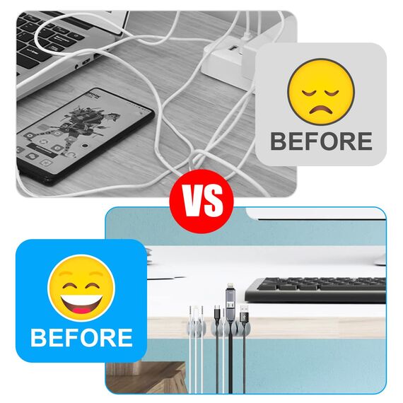 URAQT Kabelclips Kabelhalter, 30pcs Vielzwecke Kabelführung Kabel Organizer Set für Schreibtisch, Netzkabel, USB Ladekabel, Ladegeräte, Audiokabel (Grau)