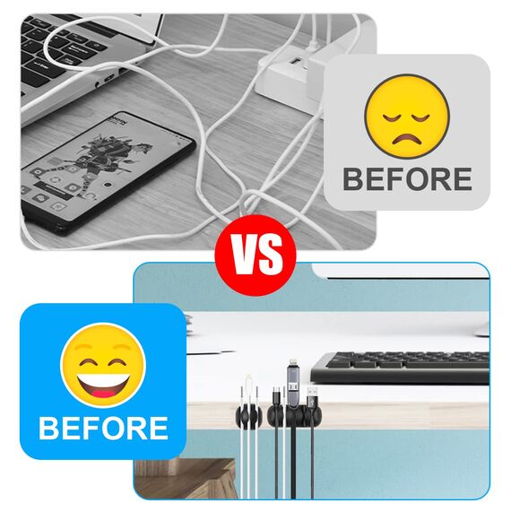 URAQT Kabelclips Kabelhalter, 30pcs Vielzwecke Kabelführung Kabel Organizer Set für Schreibtisch, Netzkabel, USB Ladekabel, Ladegeräte, Audiokabel (Schwarz)
