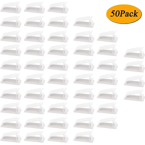 SOULWIT® 50 Stück Stark Selbstklebende kabelmanagement, Kabel Organizer, Kabel Clips für TV, PC, Laptop, Ethernet Kabel, Schreibtisch, Heim, Büro (Weiß)