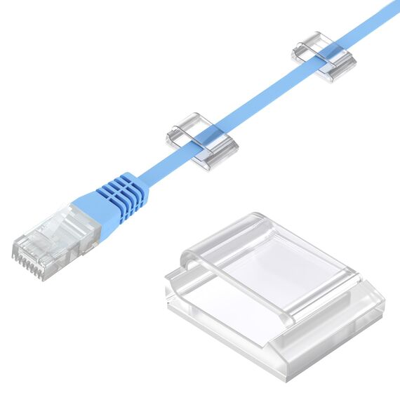 AGPTEK 100 Kabelclips, selbstklebend, verstellbar, Premium-Acrylkabel, zur Aufbewahrung von elektrischen Drähten, Kabelbinder, für Organizer Büro/PC/Ladegerät/Lampe/Led Strip/Auto/Haus, Transparent