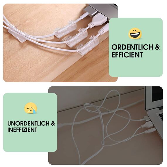AGPTEK 30 Stück Kabelclips, Selbstklebende Kabelhalter für Schreibtisch, Netzkabel, Verlängerungskabel, TV-Kabel, LAN-Kabel, Kabelklemme Set mit Schrauben, keine Spur Kabelmanagement, Transparent