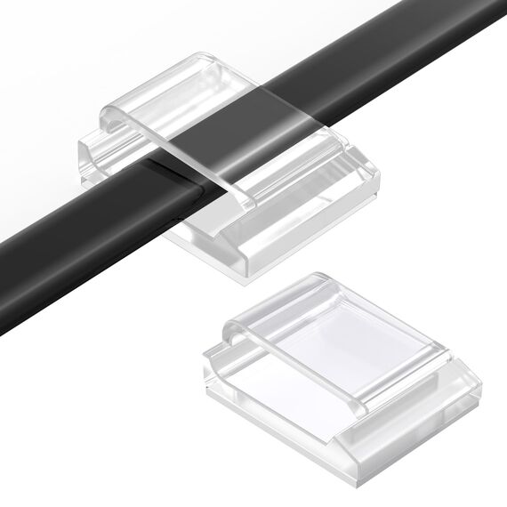 AGPTEK 60 Stück Kabelclips, selbstklebend, verstellbar, Premium-Acrylkabel, zur Aufbewahrung von elektrischen Drähten, Kabelbinder, für Organizer Büro/PC/Ladegerät/Lampe/Led Strip, Transparent