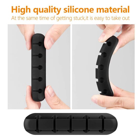 Kabelhalter Kabelclips, 5 Stück Kabelmanagement Selbstklebend Kabel Organizer für Schreibtisch, Netzkabel, USB Ladekabel, Kabelführung, Audiokabel, Büro und Privatanwender, Schwarz