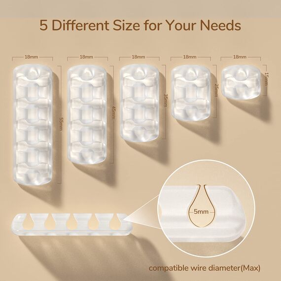 Syncwire Kabelclips Kabelhalter [5 Stück] Vielzwecke Kabelführung Kabel Organizer Set für Schreibtisch, Netzkabel, USB Ladekabel, Audiokabel, Ladekabeln usw - Transparent, SW-CC649