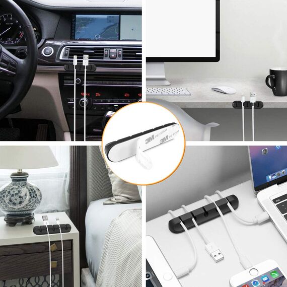 Kabelhalter Kabelclips, 5 Stück Kabelmanagement Selbstklebend Kabel Organizer für Schreibtisch, Netzkabel, USB Ladekabel, Kabelführung, Audiokabel, Büro und Privatanwender, Schwarz
