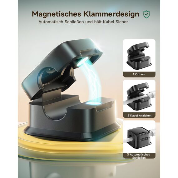 smofish Kabelhalter Kabelclips Kabel Management, 8 Pack Magnetische Schreibtisch Kabel Organizer, Stark Haftende Draht Ladegerät Halter für Nachttisch, Küchengeräte
