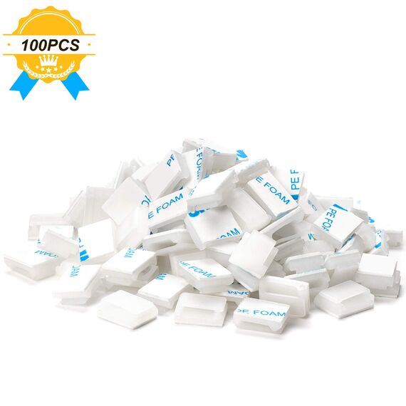 Cable Tidy Management Selbstklebende Kabelklemmen, 100Pack Klemmen Fix Led Light Clips (für 10mm (3/8") Wide Strip Light)