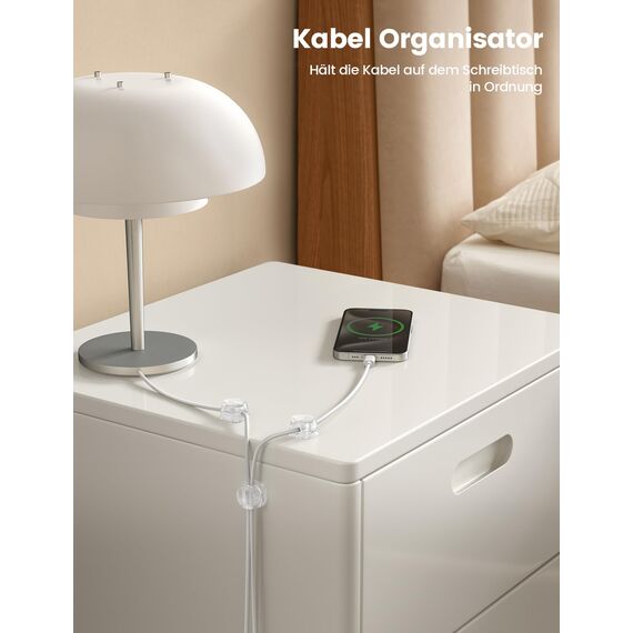 [6 Stück] Lamicall Kabelhalter Kabelclips, Kabel Organizer - [Einhand-Bedienung] Feder Kabelklemmen Selbstklebend, Kabelorganizer für Schreibtisch/Wand, Kabelmanagement für Netzkabel, HDMI, Ladekabel