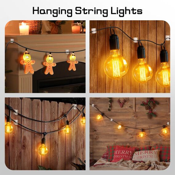 KGROTE 100 Stück Kabelhalter, Kabelführung Organizer Kabelclips Selbstklebend Outdoor Kabelklemmen, Kabel Haken Draht Halter für Kabelmanagement - Kabelbefestigung Lichterkette (Transparent, Mittel)
