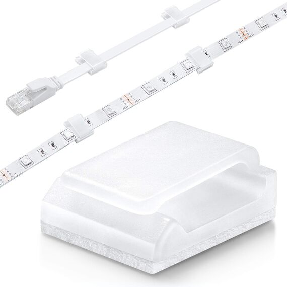 Cable Tidy Management Selbstklebende Kabelklemmen, 100Pack Klemmen Fix Led Light Clips (für 10mm (3/8") Wide Strip Light)