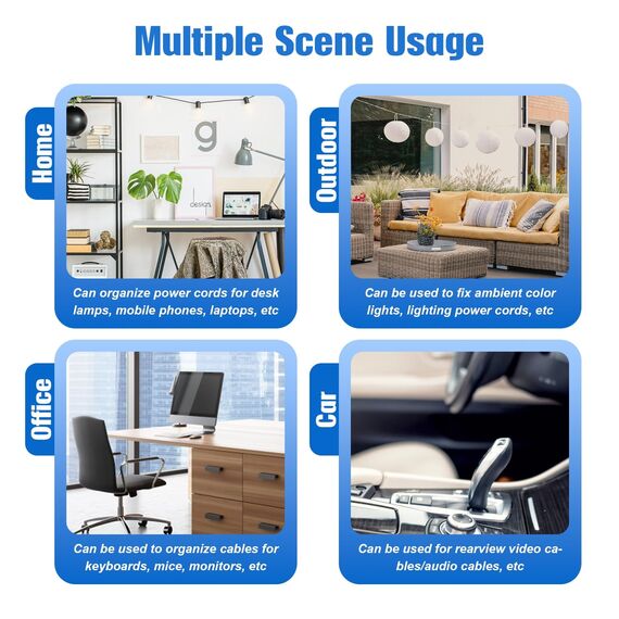 Kimsky Kabelhalter 100 Stück, 40 Große Kabelhalter Selbstklebend + 30 Mittlere Kabel Organizer + 30 Kleine Kabelmanagement, Kabelclips mit Kleber, Cable Management für Heim, Büro – Transparent