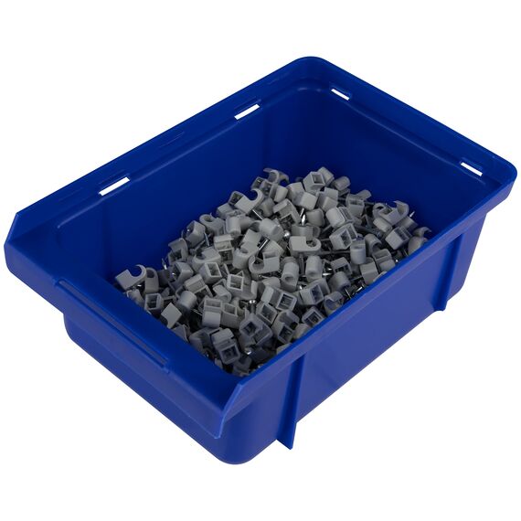 REV Expressschellen, 300 St. Nagelschellen - Kabelschellen, 4-7mm, Nagel mit Ø 2mm, Kunststoff, grau