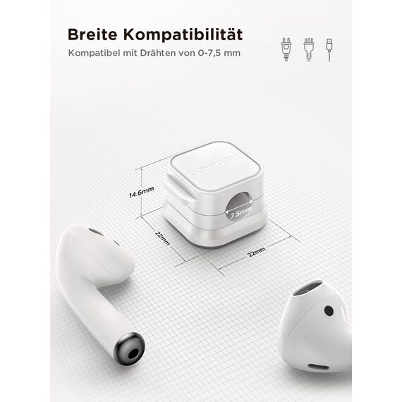 JOYROOM 6 Stück Kabelhalter Kabelclips Verstellbare Kabel Organizer Magnetische Kabelmanagement Selbstklebend Kabelhalter für Schreibtisch, Nachttisch, Ladekabeln, HDMI, USB, Audiokabel, Weiß