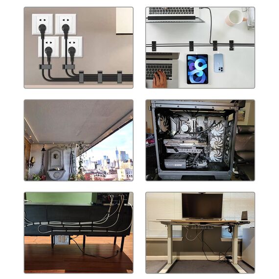 MiuCo 60 Stück kabelklemmen schreibtisch, Stark Kabelhalter Selbstklebend, Kabel Organizer, Kabel Clips für Ethernet Kabel, Indoor, Outdoor, Heim, Büro (Transparent)