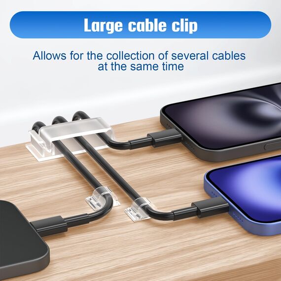 Kimsky Kabelhalter 70 Stück, 50 Kleine Kabel Organizer +20 Große Kabelmanagement, Kabelclips für Cable Management, Kabelhalter Selbstklebend mit Kleber, Kabelklemmen für Heim, Büro – Transparent