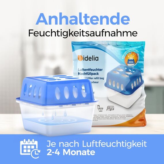 Idelia® 10x Luftentfeuchter Granulat 400g (Sparvorteils 10er Set Luftentfeuchter Nachfüllpack's) I Entfeuchter Nachfüllpack (Schimmel- und Geruchsschutz)