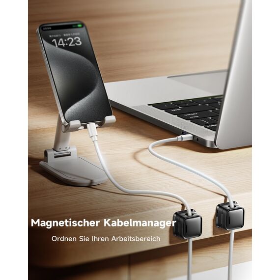 smofish Kabelhalter Kabelclips Kabel Management, 8 Pack Magnetische Schreibtisch Kabel Organizer, Stark Haftende Draht Ladegerät Halter für Nachttisch, Küchengeräte