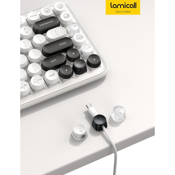 [6 Stück] Lamicall Kabelhalter Kabelclips, Kabel Organizer - [Einhand-Bedienung] Feder Kabelklemmen Selbstklebend, Kabelorganizer für Schreibtisch/Wand, Kabelmanagement für Netzkabel, HDMI, Ladekabel
