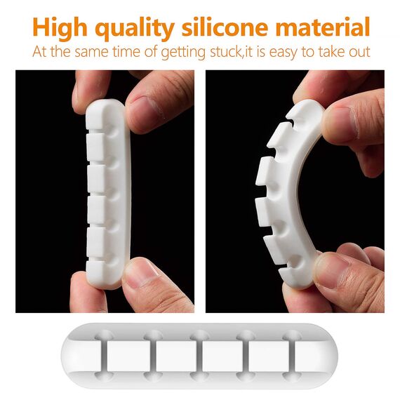 Kabelhalter Kabelclips, 5 Stück Kabelmanagement Selbstklebend Kabel Organizer für Schreibtisch, Netzkabel, USB Ladekabel, Kabelführung, Audiokabel, Büro und Privatanwender, Weiß