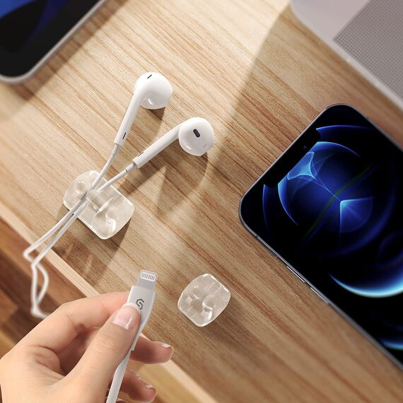 Syncwire Kabelclips Kabelhalter [5 Stück] Vielzwecke Kabelführung Kabel Organizer Set für Schreibtisch, Netzkabel, USB Ladekabel, Audiokabel, Ladekabeln usw - Transparent, SW-CC649