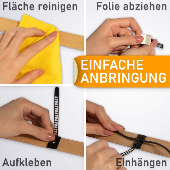 Flexowire 50 Stk. Kabelclips Kabelklemmen - selbstklebend als Kabelführung Kabelmanagement - Kabelhalter Kabelklemme Kabelclip Kabelbefestigung Kabelhalterungen Schreibtisch Organizer