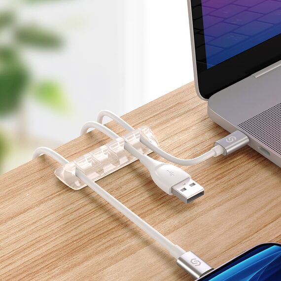 Syncwire Kabelclips Kabelhalter [5 Stück] Vielzwecke Kabelführung Kabel Organizer Set für Schreibtisch, Netzkabel, USB Ladekabel, Audiokabel, Ladekabeln usw - Transparent, SW-CC649