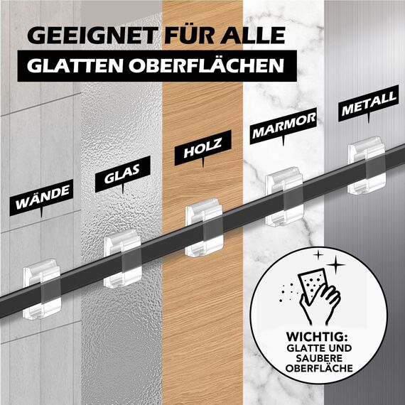 AGPTEK 60 Stück Kabelclips, selbstklebend, verstellbar, Premium-Acrylkabel, zur Aufbewahrung von elektrischen Drähten, Kabelbinder, für Organizer Büro/PC/Ladegerät/Lampe/Led Strip, Transparent