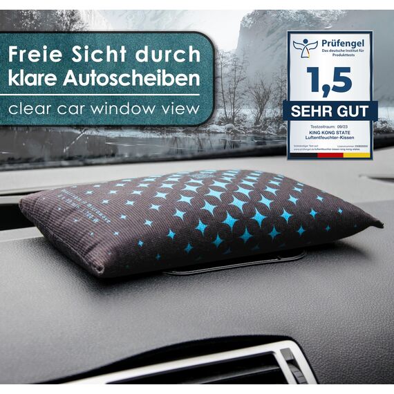 King Kong State Luftentfeuchter für Autos 2-Pack - Entfeuchter-Kissen 2x 1kg für beschlagene Autoscheiben - mit wiederverwendbarer Antibeschlag-Füllung und Anti-Rutsch-Pad