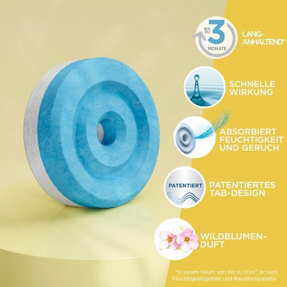 Pattex AERO 360° Wildblumenwiese Tabs Nachfüllpack, reduzieren Feuchtigkeit und schlechte Gerüche, Nachfülltabs für den Luftentfeuchter AERO 360°, 2er-Pack (2x450g)