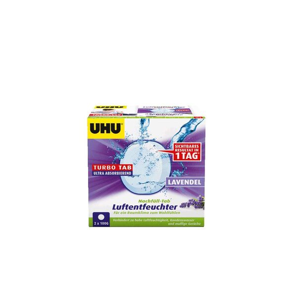 UHU Luftentfeuchter Nachfüll-Tabs 2x100g Lavendel (Packung mit 4)