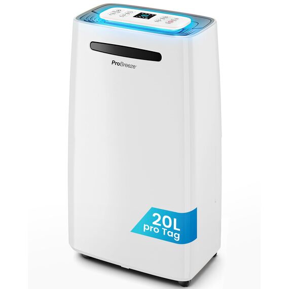 Pro Breeze Luftentfeuchter 20L in 24h Entfeuchtungsleistung - Raumgröße ca. 195m³ (~30 m²) - mit 4 Betriebsarten, Digitalanzeige, Ablaufschlauch, Wäschetrocknung, Timer - Gegen Feuchtigkeit, Schimmel