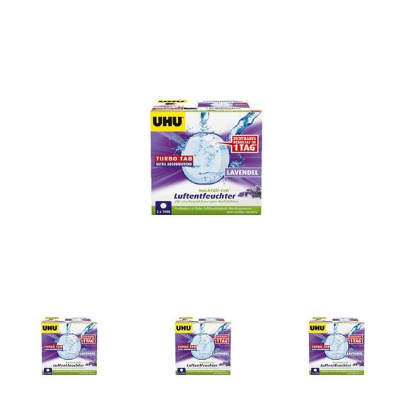 UHU Luftentfeuchter Nachfüll-Tabs 2x100g Lavendel (Packung mit 4)