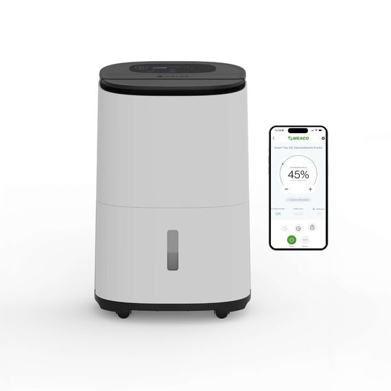 Meaco MeacoDry Arete® Two 12L Luftentfeuchter & HEPA-H13-Luftreiniger, Meaco-WLAN-App, intelligenter Feuchtigkeitsmodus, Wäschemodus, Stromsparmodus, leiser Modus, senkt Feuchtigkeit, 5 Jahre Garantie