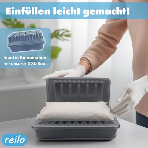 reilo 3x 1kg Luftentfeuchter Granulat (Calciumchlorid), Raumentfeuchter im Vliesbeutel, Nachfüllpacks für Luftentfeuchterboxen 900 bis 1200 g, Staffelpreis, für Auto, Schlafzimmer, Keller
