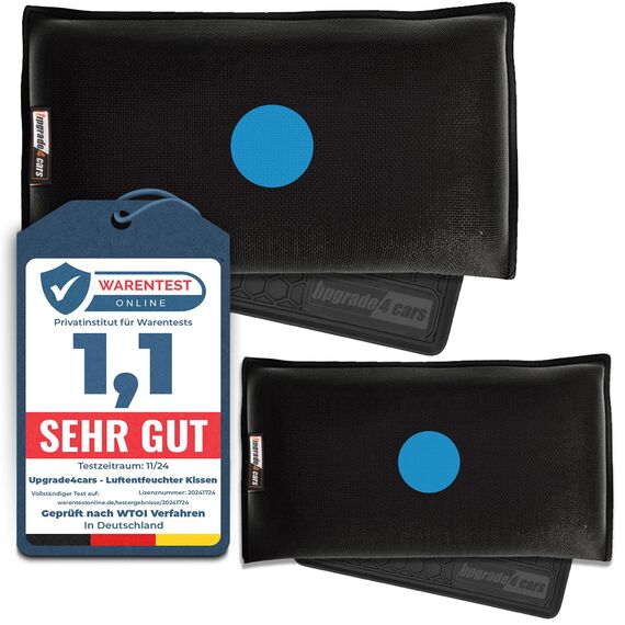 2 x Upgrade4cars Auto Luftentfeuchter Kissen 1 kg wiederverwendbar mit Restart-Funktion | Silica Granulat Innenraum Entfeuchter Universal