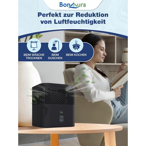 BonAura® Luftentfeuchter ohne Strom - Raumentfeuchter für Keller, Bad uvm. - 450g Luftenfeuchter Nachfüllpack inklusive - Entfeuchter und Luftentfeuchter Granulat im Set - Schutz vor Schimmel