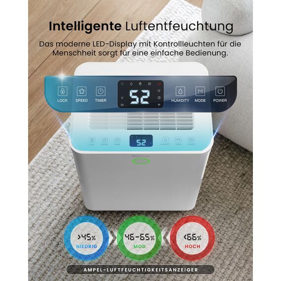 Pro Breeze OmniDry Luftentfeuchter mit App & WLAN, 20L in 24h Entfeuchtungsleistung - Luftentfeuchter elektrisch mit Wäschemodus, Feuchtigkeitssensor, Timer - Gegen Schimmel - Entfeuchter Dehumidifier