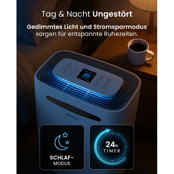 Pro Breeze Luftentfeuchter 20L in 24h Entfeuchtungsleistung - Raumgröße ca. 195m³ (~30 m²) - mit 4 Betriebsarten, Digitalanzeige, Ablaufschlauch, Wäschetrocknung, Timer - Gegen Feuchtigkeit, Schimmel