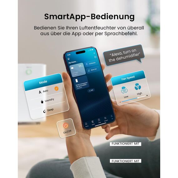 Pro Breeze OmniDry Luftentfeuchter mit App & WLAN, 20L in 24h Entfeuchtungsleistung - Luftentfeuchter elektrisch mit Wäschemodus, Feuchtigkeitssensor, Timer - Gegen Schimmel - Entfeuchter Dehumidifier