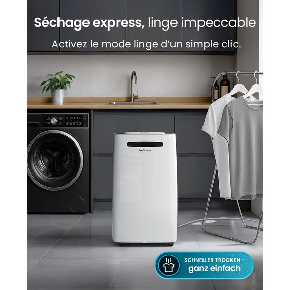Pro Breeze Luftentfeuchter 20L in 24h Entfeuchtungsleistung - Raumgröße ca. 195m³ (~30 m²) - mit 4 Betriebsarten, Digitalanzeige, Ablaufschlauch, Wäschetrocknung, Timer - Gegen Feuchtigkeit, Schimmel