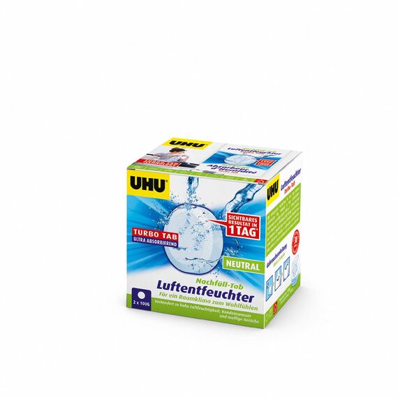 UHU Luftentfeuchter Nachfüll-Tab, Für ein Raumklima zum Wohlfühlen bis zu 5 m², 2 x 100g, Neutral 50505