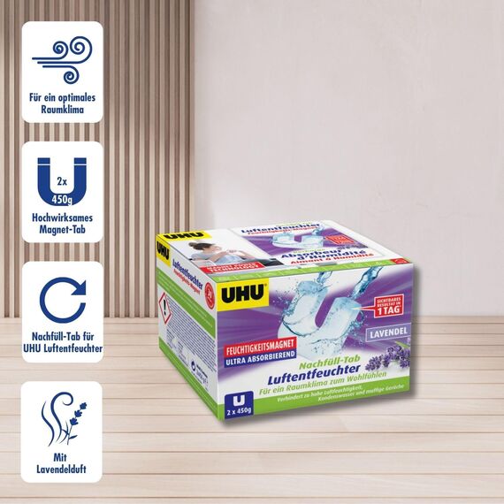 UHU Luftentfeuchter Nachfüll-Tabs 2x450g Lavendel