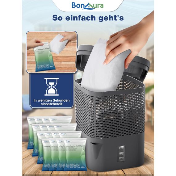 BonAura® Luftentfeuchter Nachfüllpack 12x 680g - Sparset Luftentfeuchter Granulat - 12er Set Entfeuchter Granulat - Schimmel- und Geruchsschutz