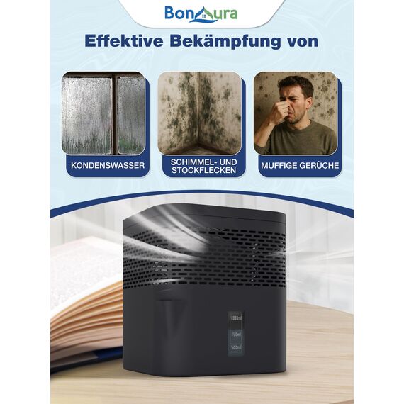 BonAura® Luftentfeuchter ohne Strom - Raumentfeuchter für Keller, Bad uvm. - 450g Luftenfeuchter Nachfüllpack inklusive - Entfeuchter und Luftentfeuchter Granulat im Set - Schutz vor Schimmel