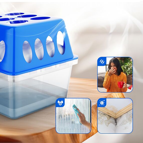 Spetebo 4x Ultra Fresh Luftentfeuchter Granulat Box mit 8x 400g Nachfüllbeutel - Raumentfeuchter mit Auffangschale - Raum Luft Trockner Entfeuchter wiederverwendbar nachfüllbar ohne Strom