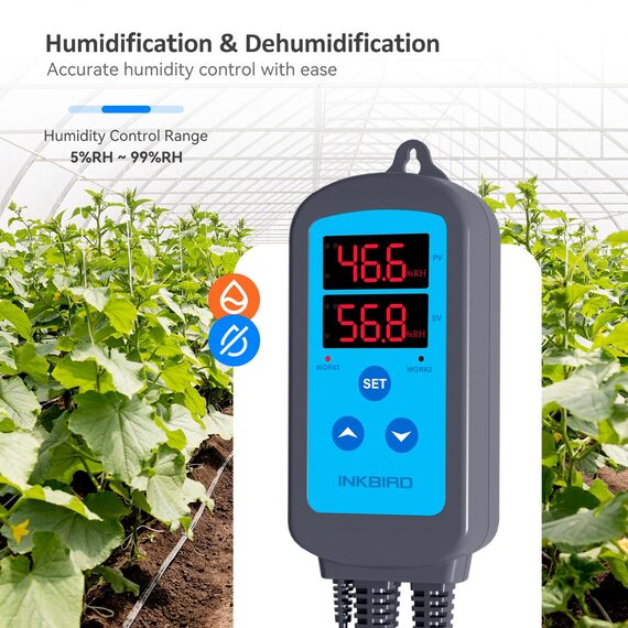 Inkbird IHC-200 Feuchtigkeitsregler 220V Play und Plug Hygrostat,Luftbefeuchter Luftentfeuchter für Pilz Gewächshaus Terrarium