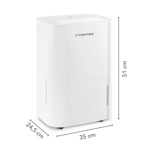 TROTEC Luftentfeuchter elektrisch TTK 66 E – Leistung 24 L/Tag – Fläche 50 m² / 125 m³ – mit Autoabschaltung – für Wohnung und Schlafzimmer