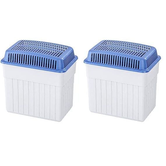 WENKO Feuchtigkeitskiller mit 2 kg Granulatblock, Raumentfeuchter, fasst bis zu 2,8 l Feuchtigkeit, laborgeprüft, nachfüllbar, reduziert Schimmel & Gerüche, 23 x 24 x 15,5 cm, Grau/Blau