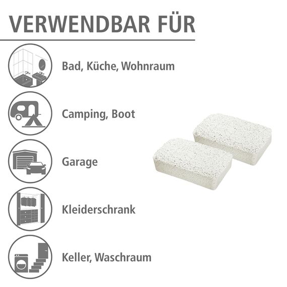 WENKO Entfeuchter Raumentfeuchter Granulat Nachfüllpack 2x2 kg für Feuchtigkeitskiller Schimmel entfernen Feuchtigkeitsschutz ohne Strom für Räume bis 50 m² laborgeprüft Maße 20,5 x 7 x 12,5 cm Weiß